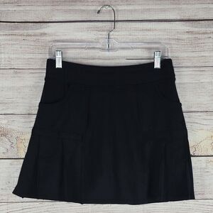 Athleta Any Sport Skort Tennis Pleated Pull On Skirt Small Black Golf Pickleball